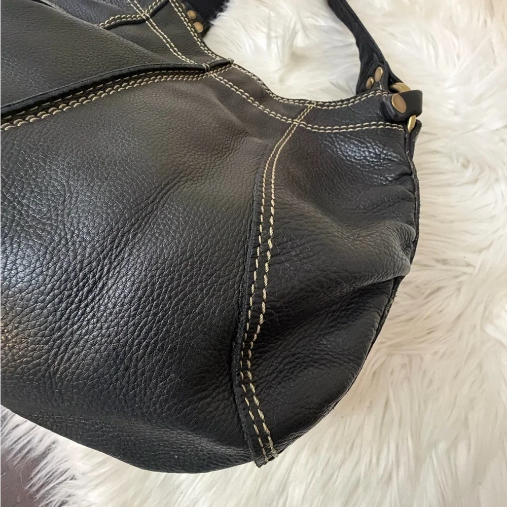 Lucky Brand Black Hobo Bag with Gold Accents